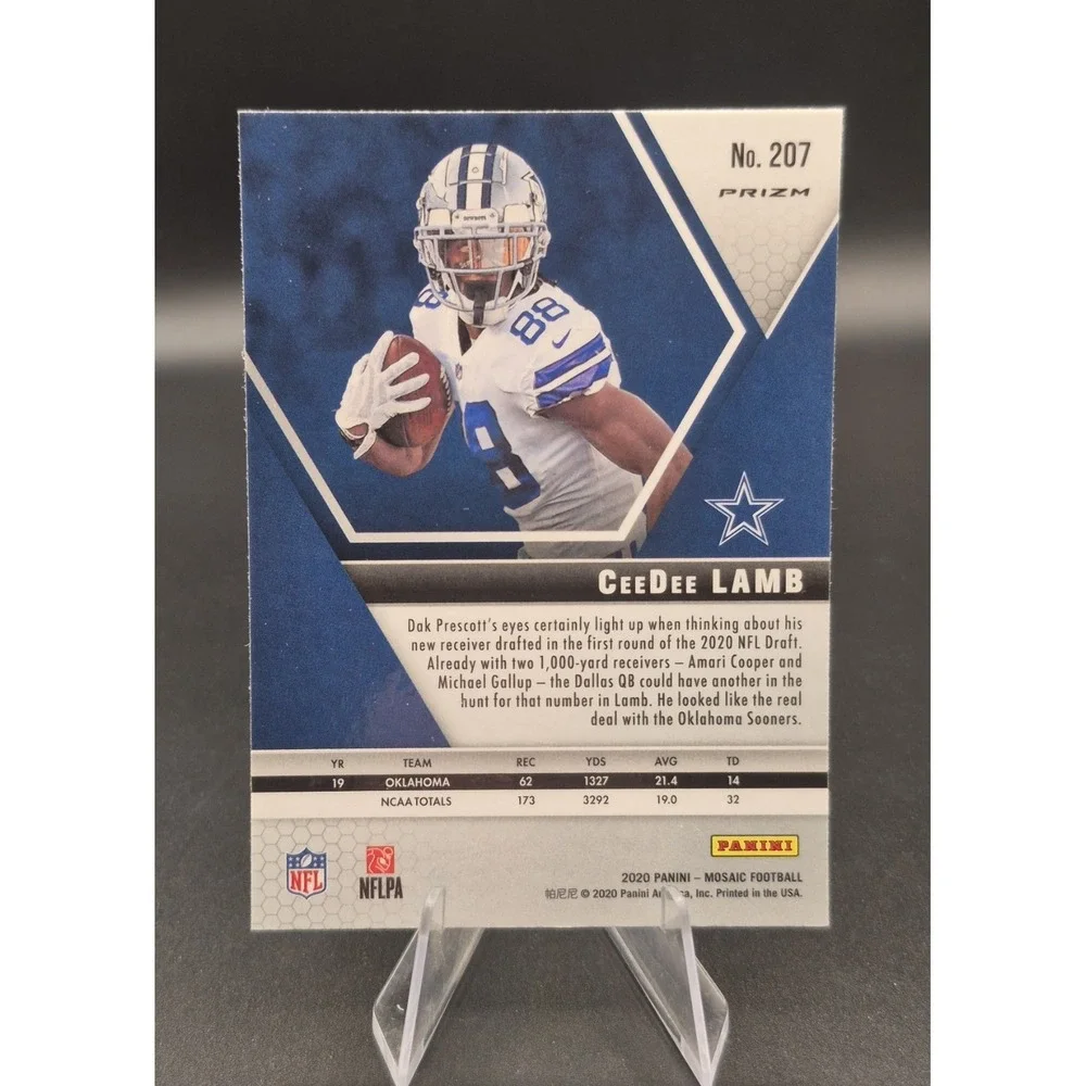 2020 Panini Mosaic Ceedee Lamb #207 Rookie Green Reactive Prizm (RC) Cowboys
